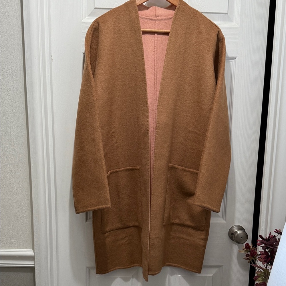 Women's Tan Open-Front Wool Coat from J.Jill